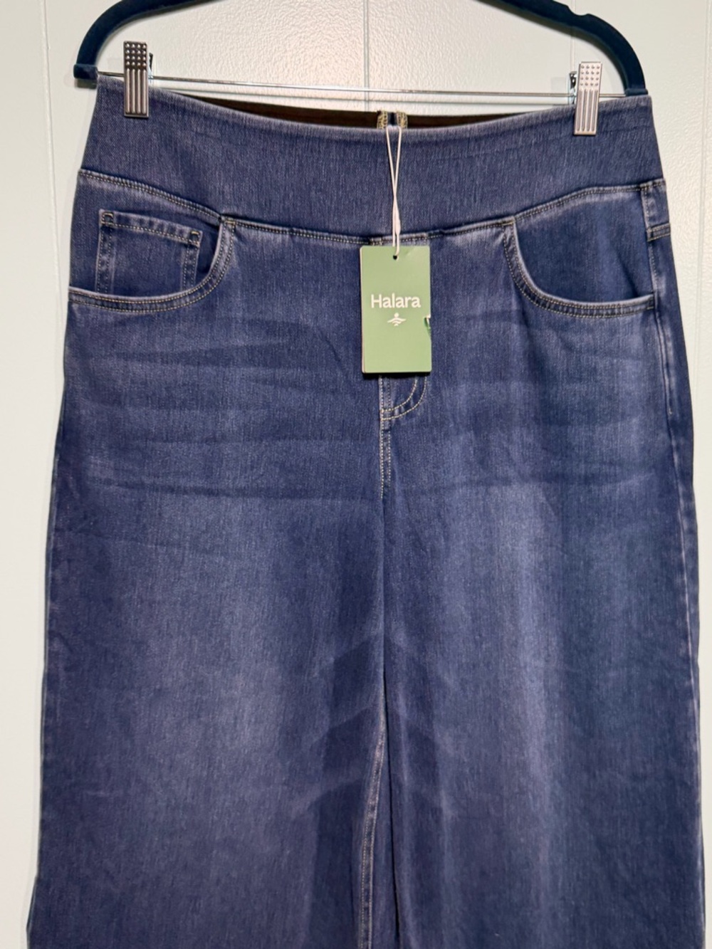 Halara Women's Dark Blue Pull-On Jeans Large Petite NWT